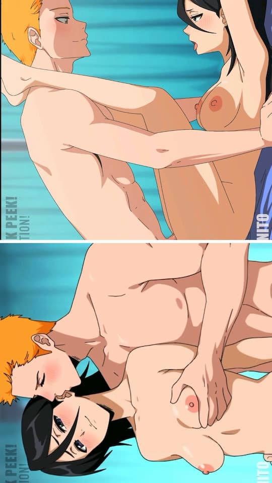 Bleach Rukia x Ichigo First Time Sex with Creampie 